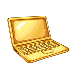 A dazzling golden laptop gleaming with luxury and success