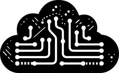 Cloud computing vector simple design black and white