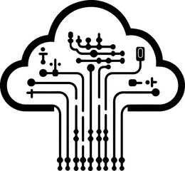 Cloud computing vector simple design black and white