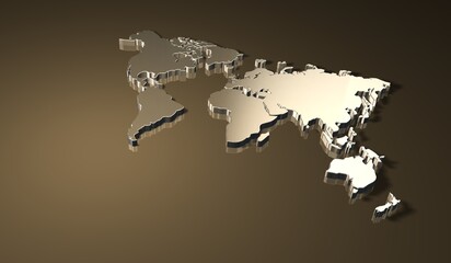 World Map in Golden theme 2 © Bhaskar
