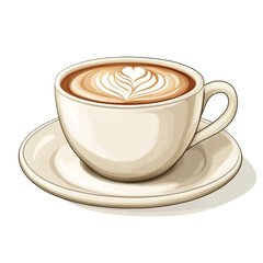 A delightful latte art heart warming coffee cup