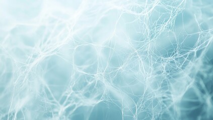 Abstract white spider web on a light blue background, minimalistic, with space for text, banner design