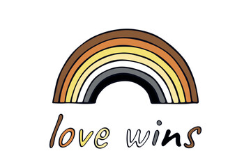 Colorful rainbow shape Bear brotherhood pride flag Happy pride day LGBTQIA community Pride Month Vector hand drawn doodle for posters, stickers, logo, cards