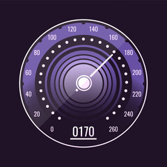 Speedometer gauge glowing automotive dashboard