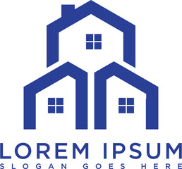 Minimalist blue house logo with modern and simple design. Suitable for branding, property, architecture, and real estate purposes. Vector format with clean lines and professional look