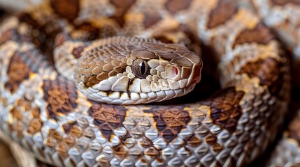 Obraz premium Mesmerizing Rattlesnake Baroque Flower Pattern Adorns Reptiles Scales in Dramatic Photograph