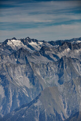 Fototapeta premium Majestic view of the Hintertux Glacier and surrounding alpine landscape in Austria showcasing rugged mountain peaks under a clear sky