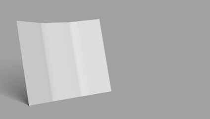 White Blank Open Three Panel Folded With Shadow