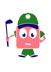 golf joueur personnage rigolo smiley bonhomme