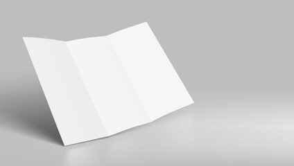 White Blank Open Three Panel Folded With Shadow