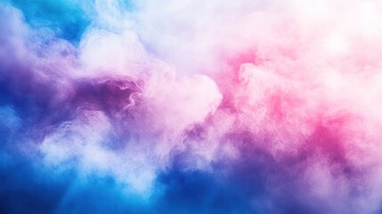 Abstract pastel pink, blue, and purple smoke clouds background.
