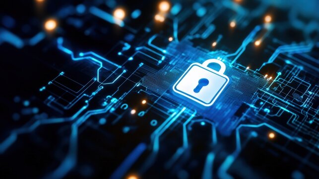 Cybersecurity measures to protect data digital realm infographic tech environment close-up view security awareness