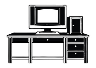 Silhouette of desktop isolated on a white background