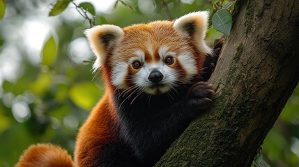 Obraz premium Red Panda in a Lush Green Forest