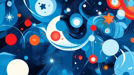 Abstract design with colorful shapes and geometric patterns.  Possible use Backgrounds for social media posts, design projects, etc.