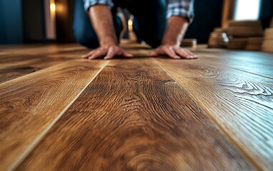 Warm Brown Wood Floor Installation