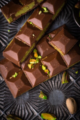 Dubai chocolate with kadayif pistachio filling