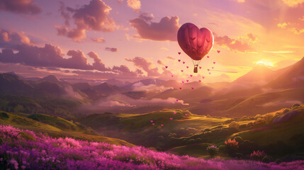 hot air balloon in the mountains