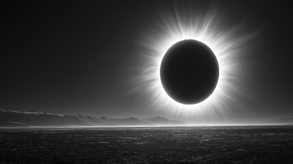 Obraz premium A striking image of a solar eclipse, showcasing a dark circular silhouette of the moon partially covering the bright disk of the sun.