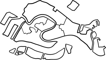 freehand drawing of Venice city map.