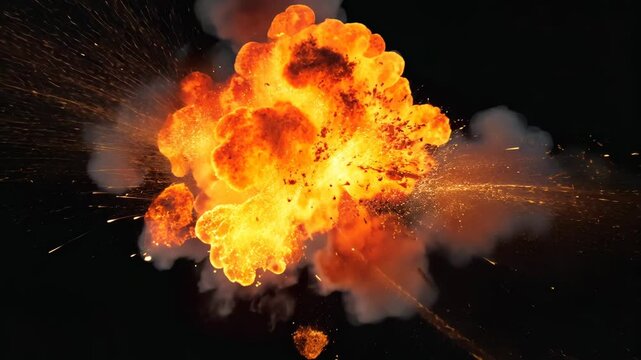Massive Fireball Explosion with Blazing Flames and Smoke
