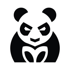 Intense Panda Logo Design. panda icon vector silhouette, panda logo vector silhouette

