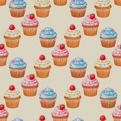 seamless pattern with cupcakes