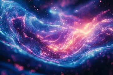 Fototapeta premium Abstract Sparkling Nebula Cosmos Galaxy with Energy Waves and Particles