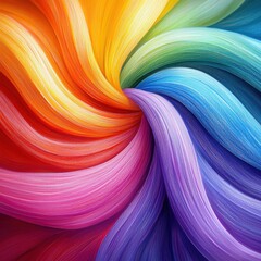 Colorful swirl of rainbow pencil strokes in high saturation creating an artistic abstract hair design