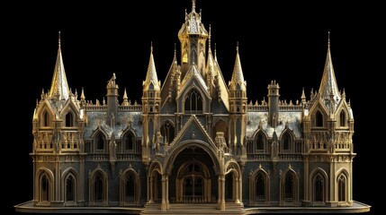 Obraz premium Elaborate gilded architectural model of a castle or palace building