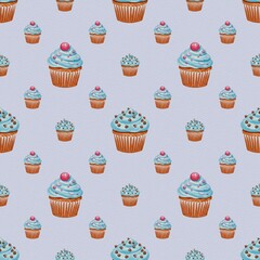 seamless pattern with cupcakes