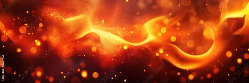 Poster dynamic fire-inspired background with deep red and orange flames glowing embers and intense lighting