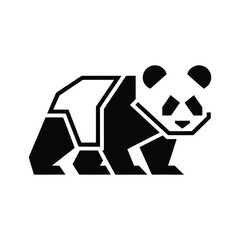 Geometric Panda Silhouette Vector Graphic. panda icon vector silhouette, panda logo vector silhouette  © shakilcreativework