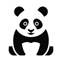 Cute Black and White Panda Silhouette. panda icon vector silhouette, panda logo vector silhouette
