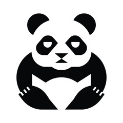 Stylized Black and White Panda Logo. panda icon vector silhouette, panda logo vector silhouette
