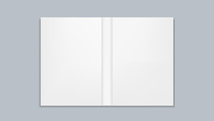 Opened Blank Hardcover Book Isolated On Gray