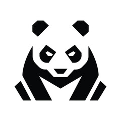 Geometric Panda Logo Design. panda icon vector silhouette, panda logo vector silhouette  © shakilcreativework