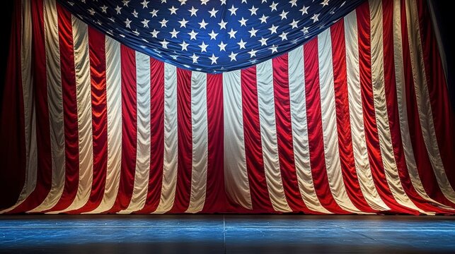 American Flag Stage Backdrop for Event