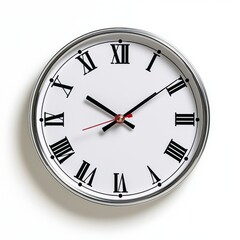 Classic Analog Clock with Roman Numerals on White Background