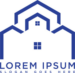 Minimalist blue house logo with modern and simple design. Suitable for branding, property, architecture, and real estate purposes. Vector format with clean lines and professional look