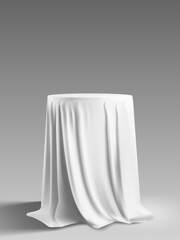 Presentation Pedestal Covered With A White Cloth