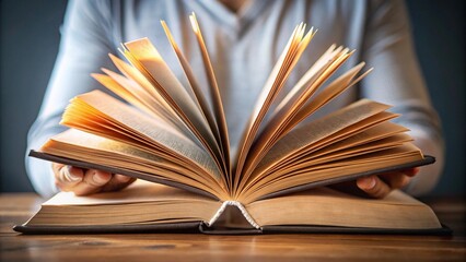 Naklejka premium A book that appears normal but changes words every time it’s opened