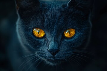 stray black tabby cat with yellow eyes