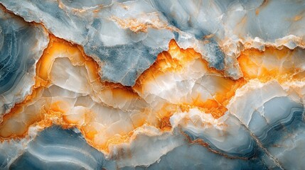 Obraz premium Vibrant blue and orange abstract marble texture with striking veins