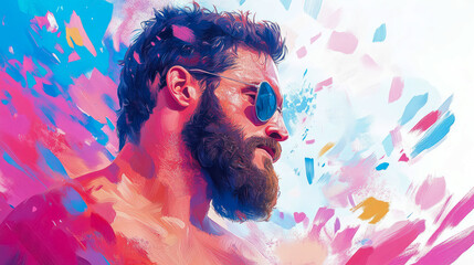 Cool Summer Breeze: Abstract Portrait of a Man in Sunglasses