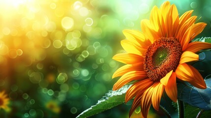 Obraz premium Vibrant sunflower in a sunlit garden setting