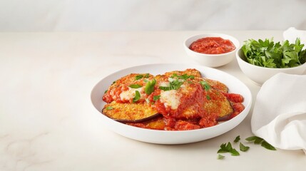 Scrumptious Eggplant Parmesan Dish with Mozzarella and Tomato Sauce