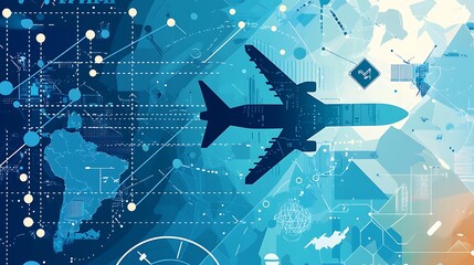 Global air travel, connected by technology.  Advanced flight tracking systems and worldwide network of data streams