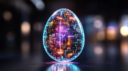 Innovative digital egg design showcasing futuristic technology and vibrant colors