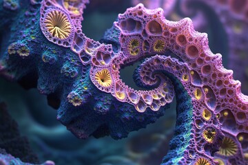 Obraz premium Intricate Swirling Patterns of Colorful Marine Coral Structures
